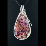 Srebrny wisior z agatem koronkowym fiolet - Sterling silver pendant with Crazy Lace Agate, gift for her gift for mom, wire wrapped, without chain, handmade, gift for women