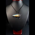 Labradoryt, wisior z miedzi w kształcie oka. - Oxidized copper wire pendant with Labradorite gift for her gift for mom, gift for her, wire wrapp