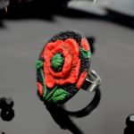 Duży pierścionek czerwony mak - pierścionek czerwony kwiat