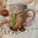 kwietny ogródek ręcznie malowany kubek 300 ml. - ręcznie malowane