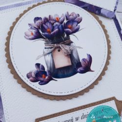 Kartka urodzinowa (lub na inną okazję) z bukietem krokusów