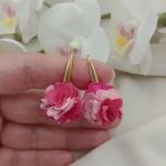 Małe kolczyki fuksja różowe pudrowe ombre - kolczyki dla dziecka