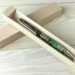 Długopis z drewna stabilizowanego żywicą, brązowo zielony