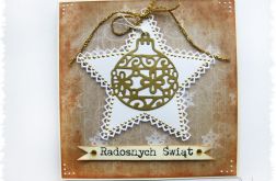 Kartka świąteczna z bombką i gwiazdką