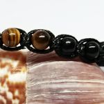 Bransoletka BOHO makrama z naturalnymi kamieniami czarna - 