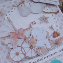 Kartka z okazji narodzin dziewczynki ze słonikiem, personalizacja