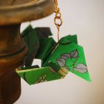 Kolczyki origami ptaki zielone  - od tyłu
