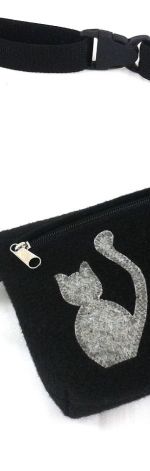 Waist pouch with gray cat