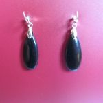 Kwarc kocie oko, czarne duże łezki, wiszące kolczyki, srebro - 