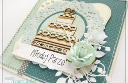 Zielona kartka na Ślub z tortem