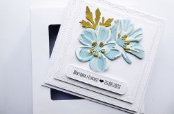 Subtelna kartka na ślub handmade z kwiatami