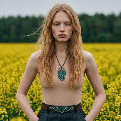 Surowy Amulet Mocy z Malachitu – Styl RAW