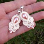 Kolczyki Łososiowy róż i Waniliowy krem - 