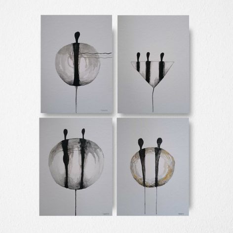 Postacie-cztery akwarele .