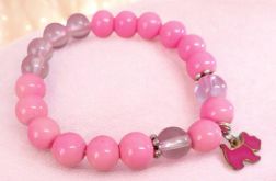 Bransoletka na gumce różowy piesek