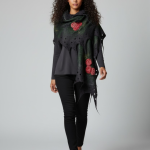 SZAL SZALIK JEDWABNO WEŁNIANY róże Feltmondo - Szalik damski