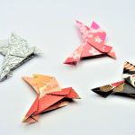 Magnes na lodówkę origami ptaszek różowo złoty - 3