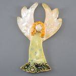 Aniołek ceramiczny zielony - anioł ceramiczny