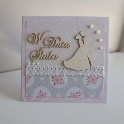 Kartka na ślub z koronką Para Młoda