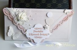 Pamiątka I Komunii św. - biały motyl