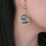 Kolczyki wiszące, kolczyki na biglu, koła i zebra - Zebra 3