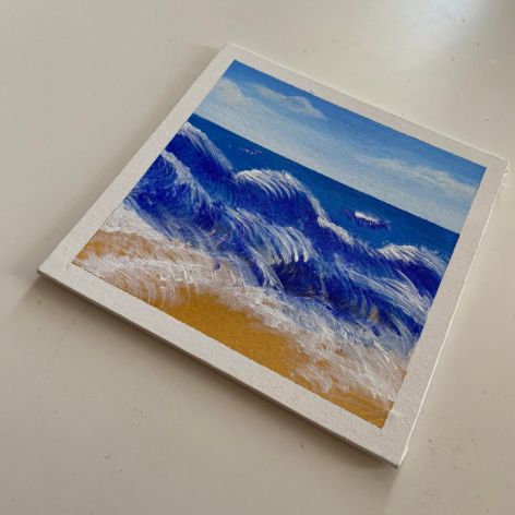 Wzburzone morze i plaża - obraz akrylowy