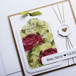 Niebanalna kartka ślubna z różami handmade