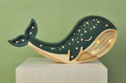 Drewniana lampka nocna dla dzieci LED wieloryb drewno