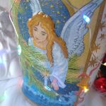szklany lampion świąteczny z aniołem - detale