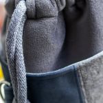 Szara patchworkowa listonoszka z kominem z weluru - 