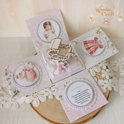 Exploding box na chrzest "Pink Flowers Girl1"