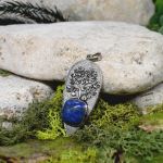 Stalowy wisior drzewo życia z lapisem lazuli - 