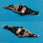 Bransoletka soutache  Czarno-Beżowa - 