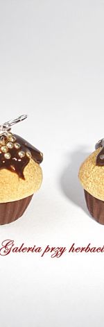 Kolczyki babeczki z polewą czekolad modelina fimo