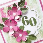 Kartka URODZINOWA z różowymi kwiatami #1 - Różowo-zielona kartka urodzinowa z kwiatami