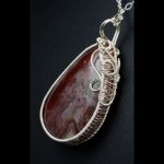 Srebrny wisior z agatem koronkowym czerwony - Sterling silver pendant with Crazy Lace Agate, gift for her gift for mom, wire wrapped, without chain, handmade, gift for women