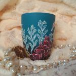 Ręcznie malowany konik morski i rafa koralowa 300 ml. - ręcznie malowane