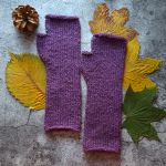 Mitenki tweed wełniane ciemny fiolet - rękawiczki bez palców fioletowe