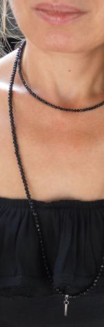 Naszyjnik damski choker turmalin czarny tur65