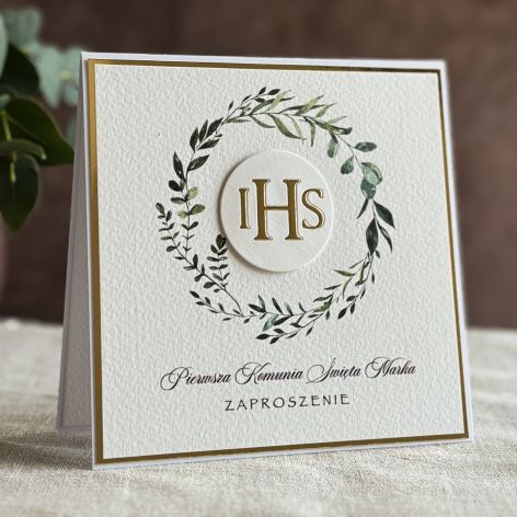 Ręcznie robione zaproszenia komunijne, wzór 3