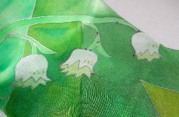 Konwalie, ręcznie malowana jedwabna chusta