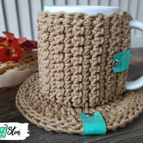 Kubek w sweterku i podkładka ~ cappuccino