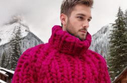 Męski olbrzymi sweter z wełny merynosa