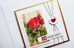 Kartka z dziką różą na urodziny handmade