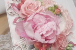 Kartka z różową ramką