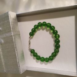 Bransoletka z naturalnego mołdawitu ,srebro