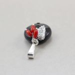 Onyks czerwony koral i srebro - wisior - 