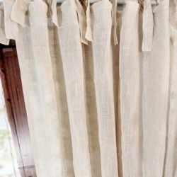 Zasłony gotowe lniane boho z frędzlami panel do salonu 150/250cm