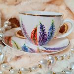 Ręcznie malowany łubin komplet filiżanka 200 ml. - Ręcznie malowane