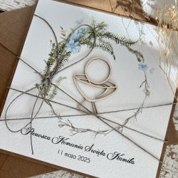 Pamiątka komunii kartka komunijna z personalizacją, życzeniami 1c